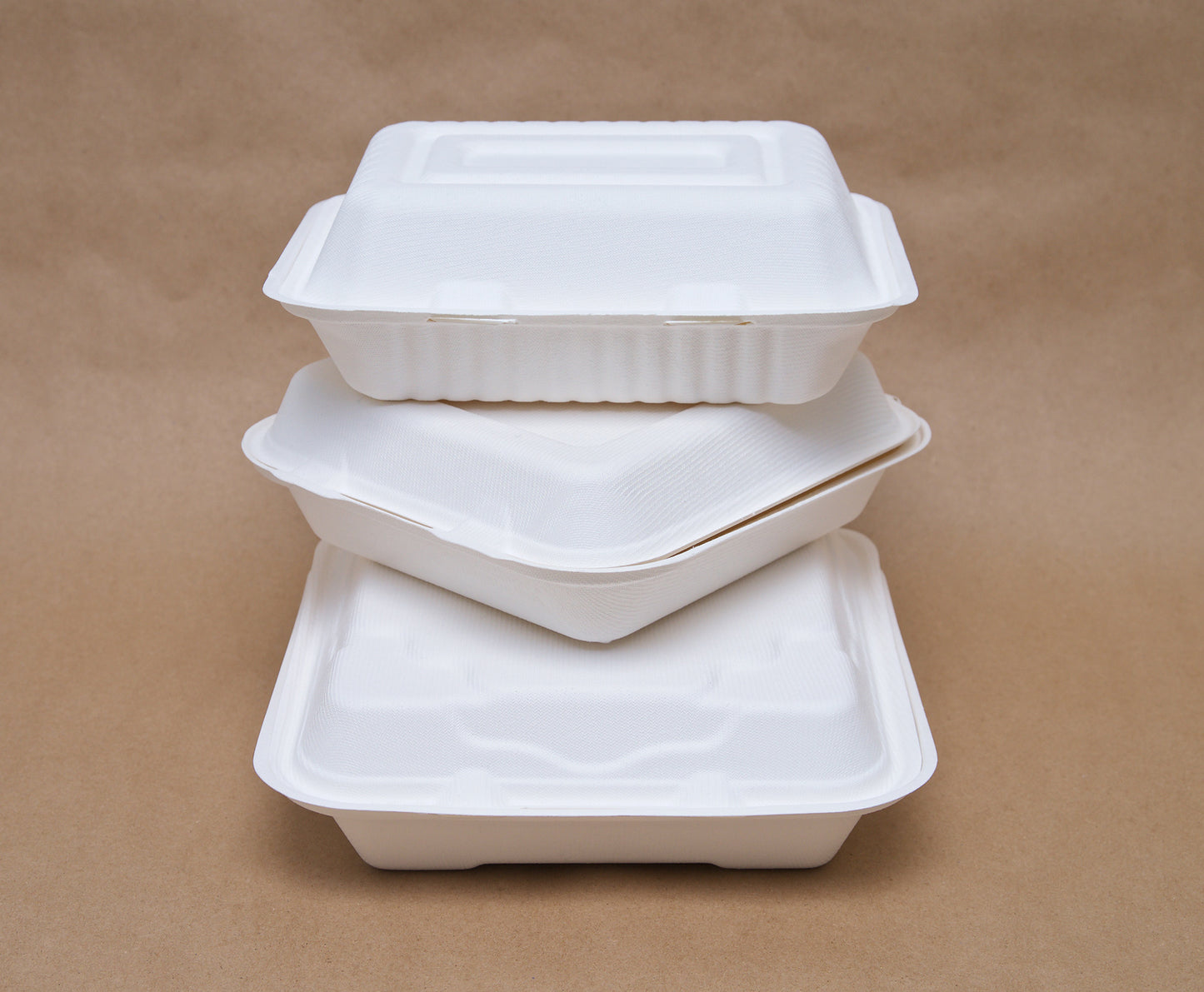 Bagasse Hinged Clamshell Container (Set of 120 - 240)